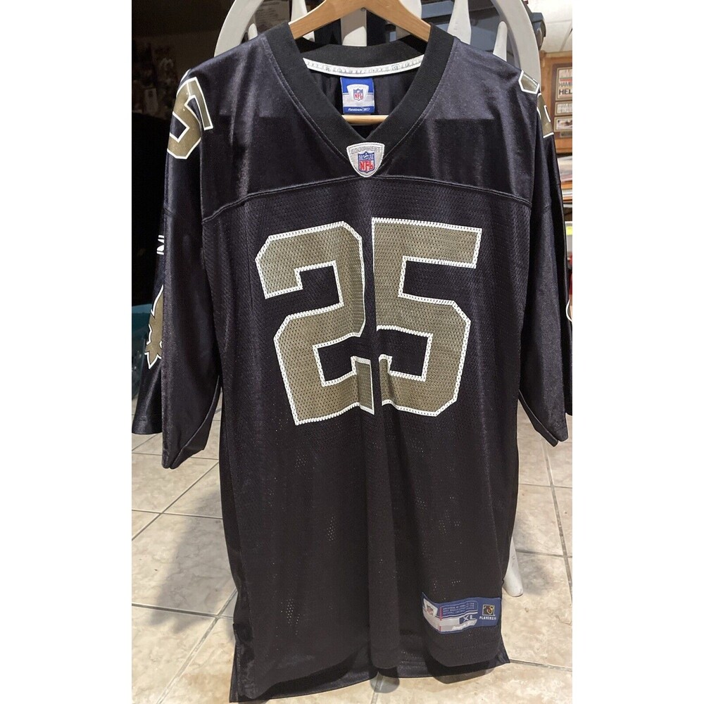 Reebok New Orleans Saints Reggie Bush 25 NFL Jersey Black Gold Men's Medium (XL)